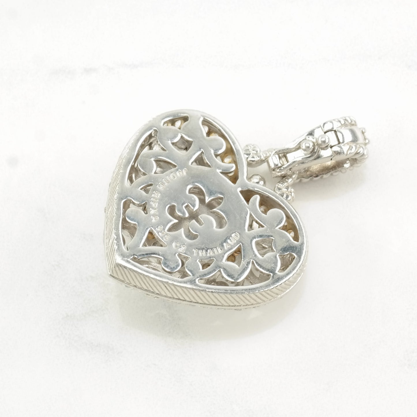 Vintage Judith Ripka Quartz, Chalcedony Heart Sterling Silver Pendant