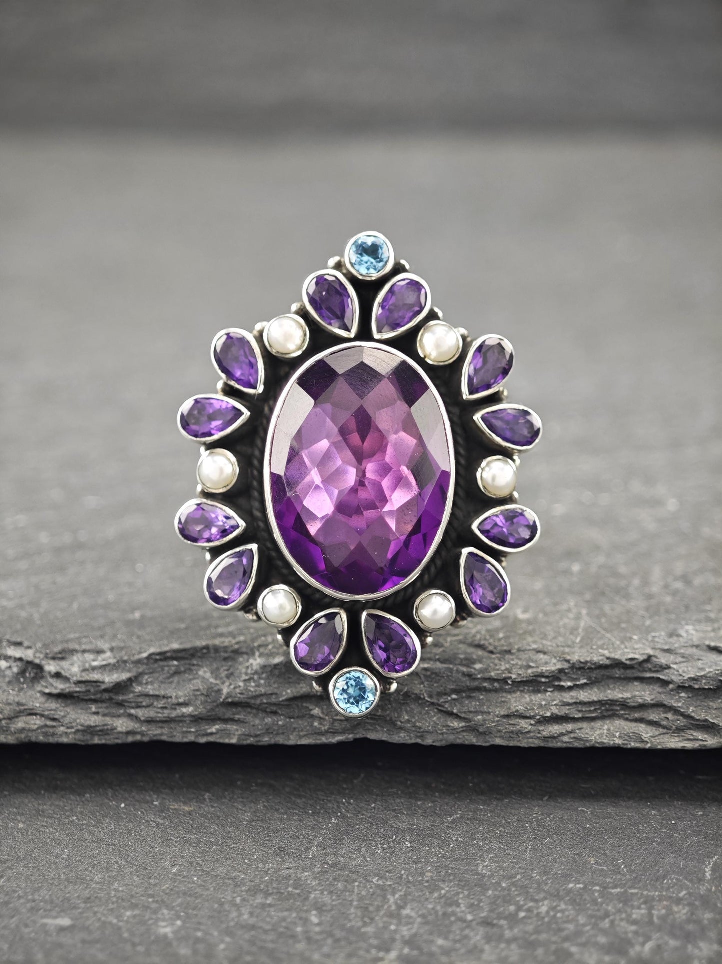Vintage Nicky Butler Amethyst Ring Sterling Silver