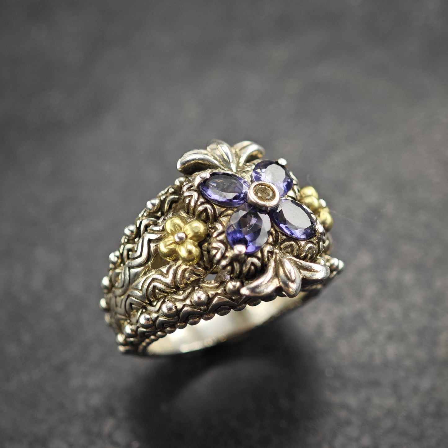 Bixby Tanzanite 18K Gold Accent Sterling Silver Ring Sz 6 R6548