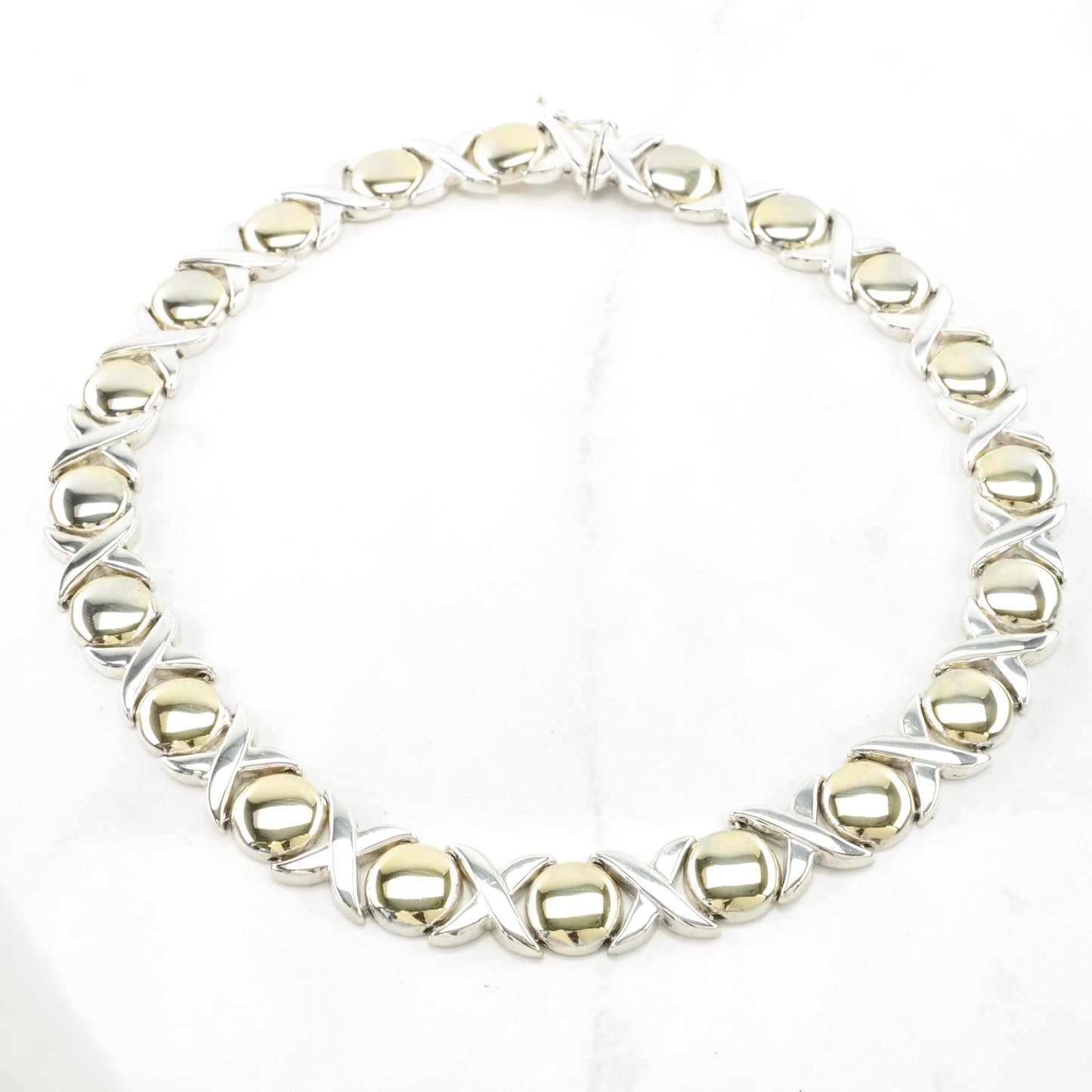 Italian Sterling Silver & Gold XO Necklace | Choker Necklace