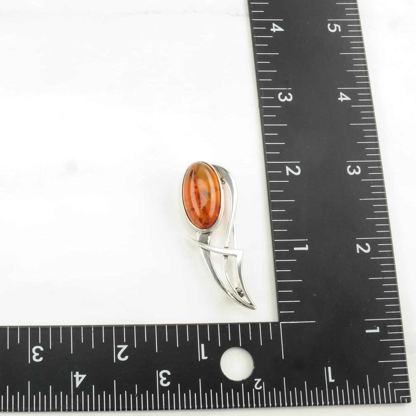 Choice: Sterling Silver Brooch Orange Baltic Amber