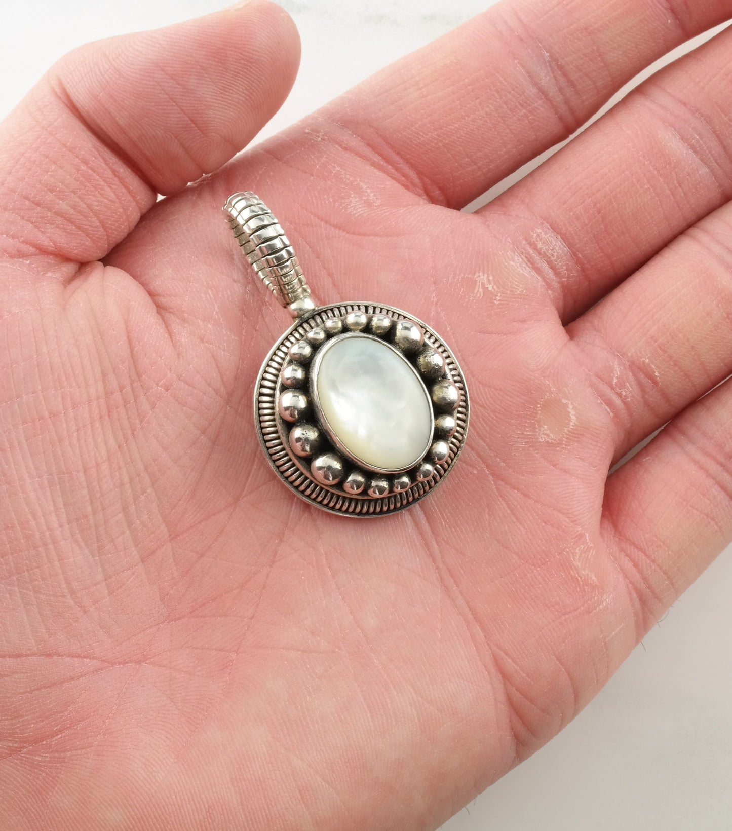 Mother of Pearl Bali Sterling Silver Pendant
