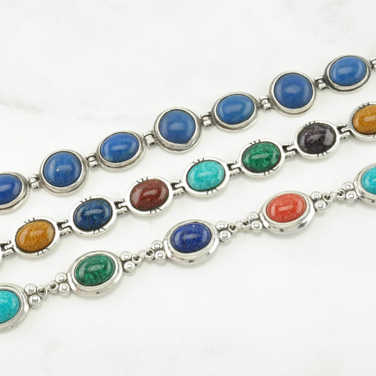 Choice of Carolyn Pollack Sterling Silver Link Bracelet Lapis Lazuli, Multi Stone