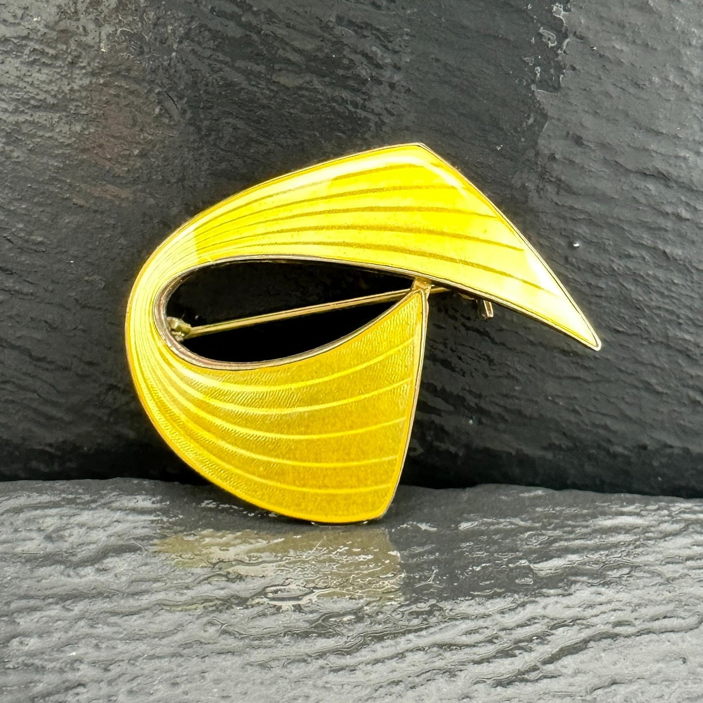 Norway Aksel Holmsen Yellow Enamel Sterling Silver Brooch