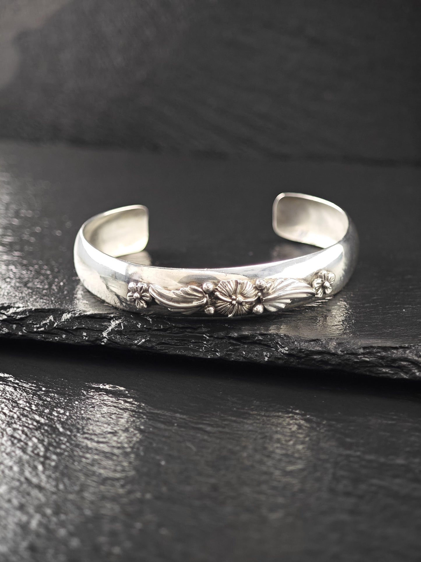 Carol Felley Floral Cuff Bracelet Sterling Silver, Stackable
