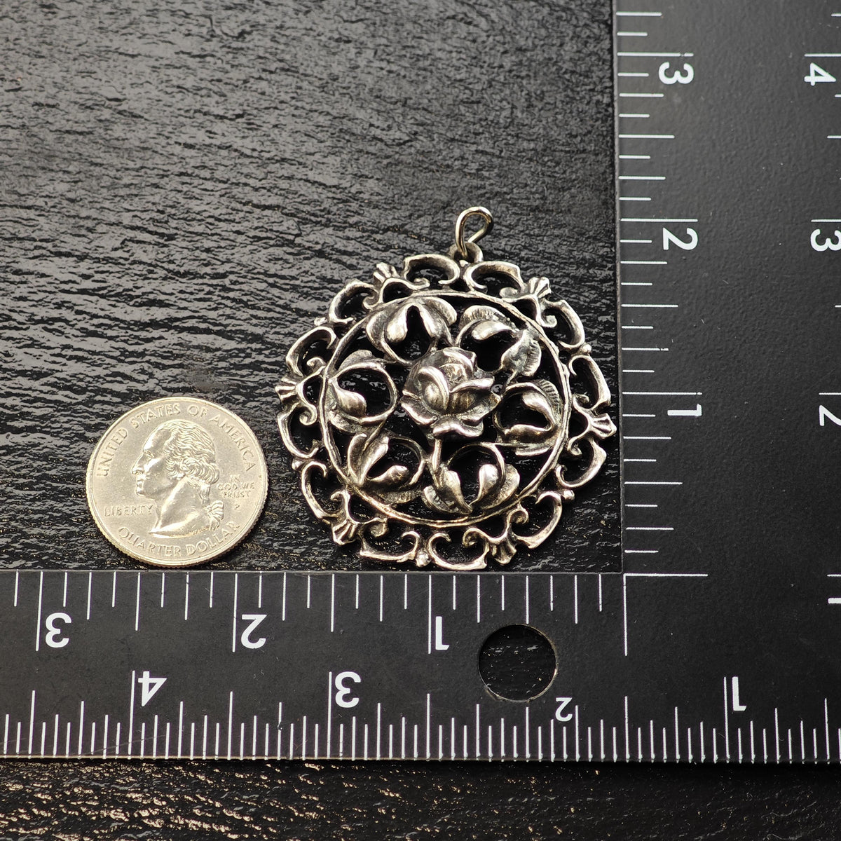 Art Nouveau Floral Sterling Silver Pendant P3153