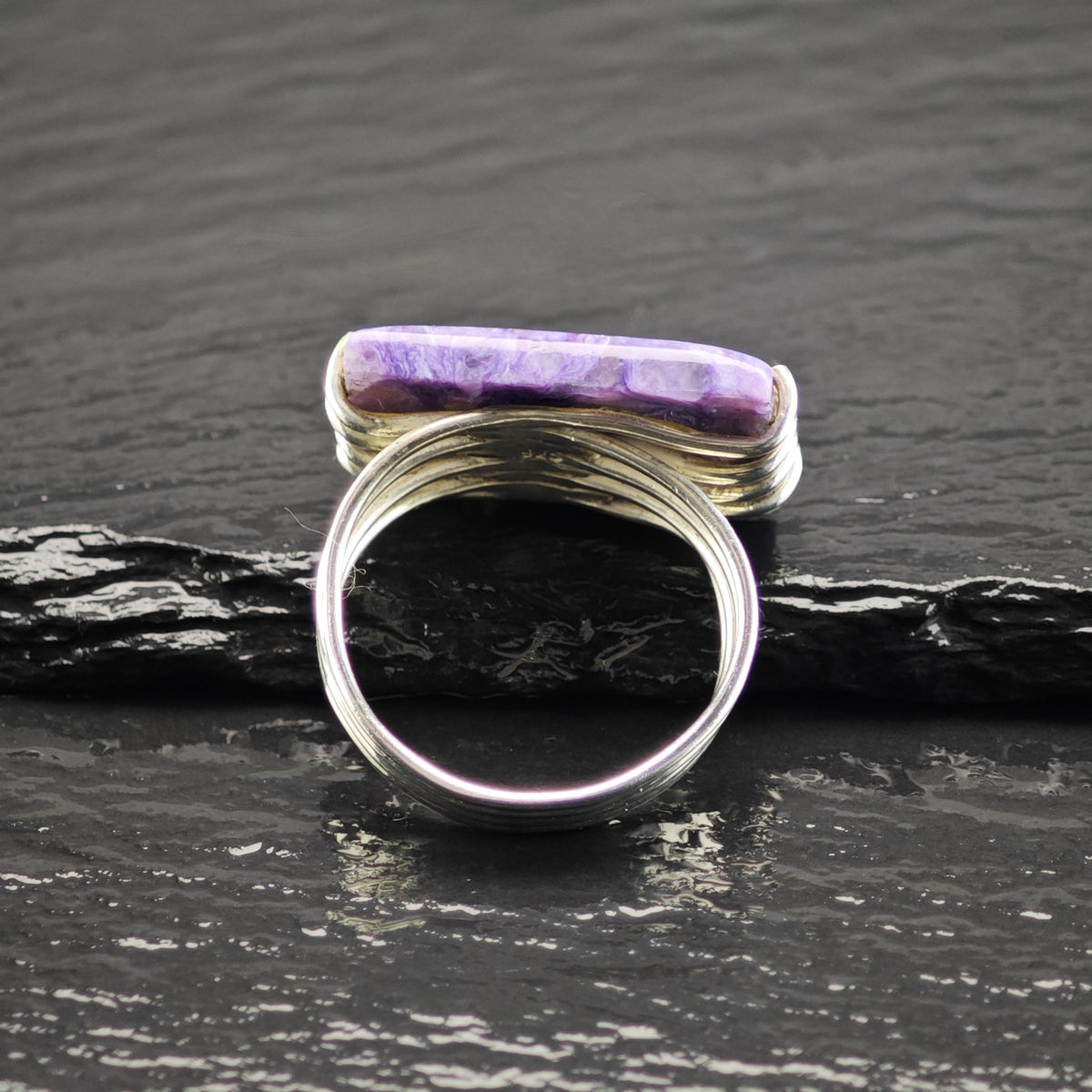 Charoite Sterling Silver Ring Sz 10 1/2 R6849