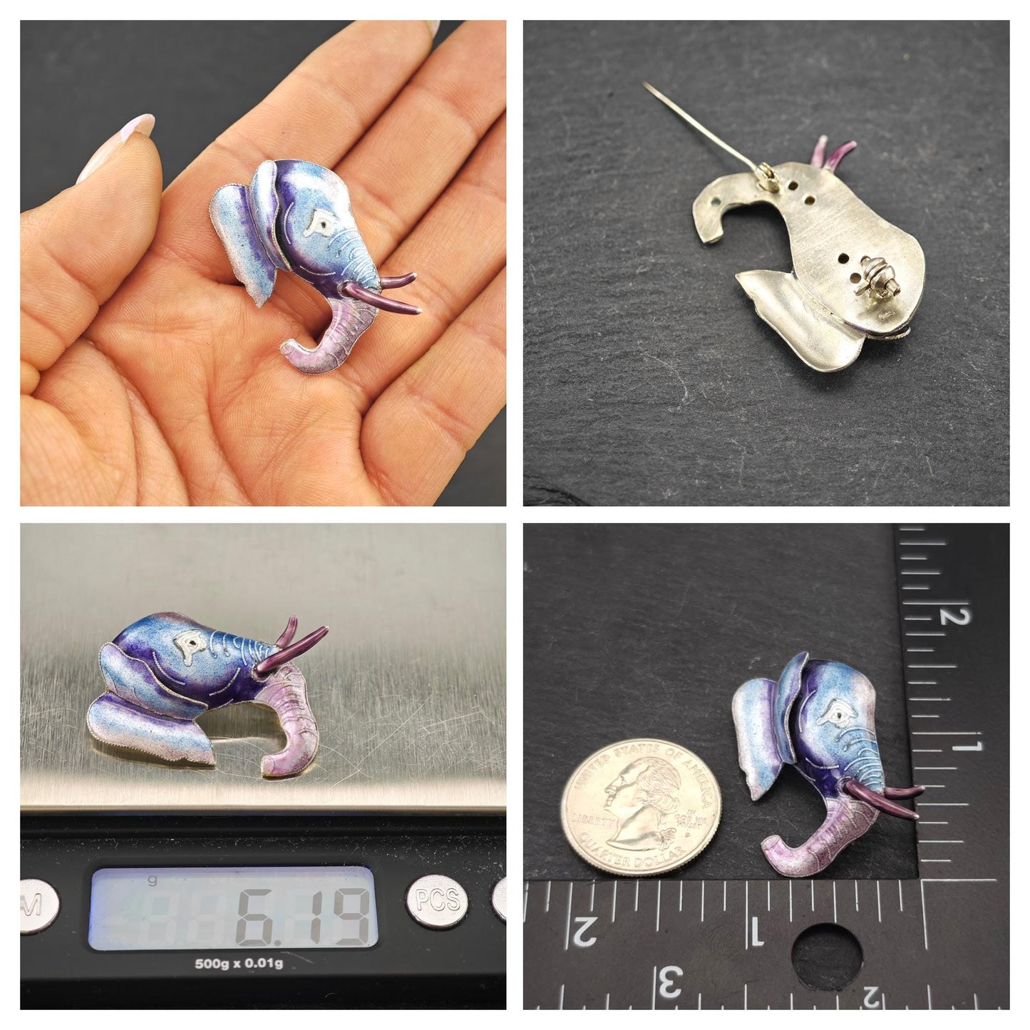 Choice of Enamel, Animal Brooches Sterling Silver