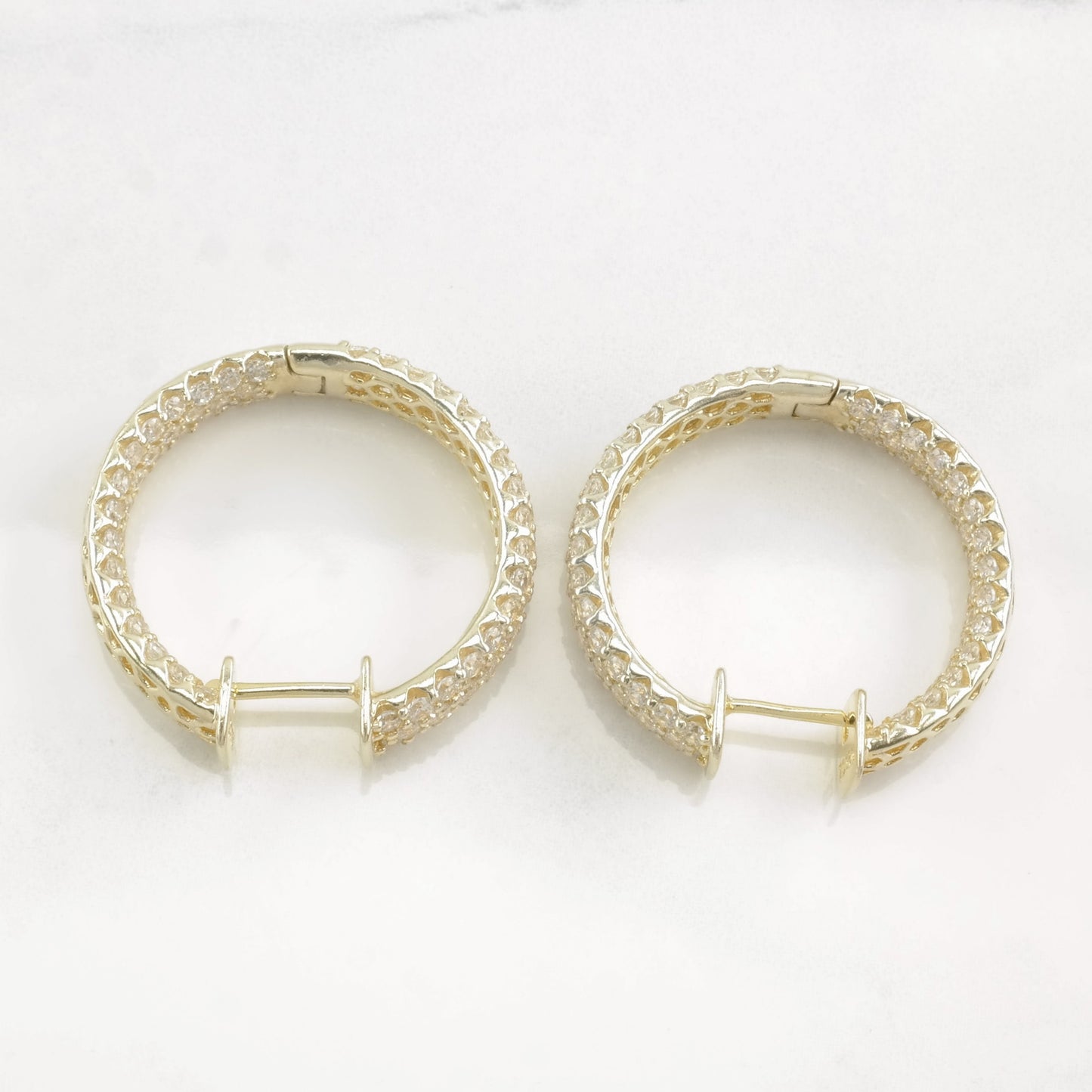 Sonia B Sterling Silver Gold, White CZ Gold Tone Earrings Hoop