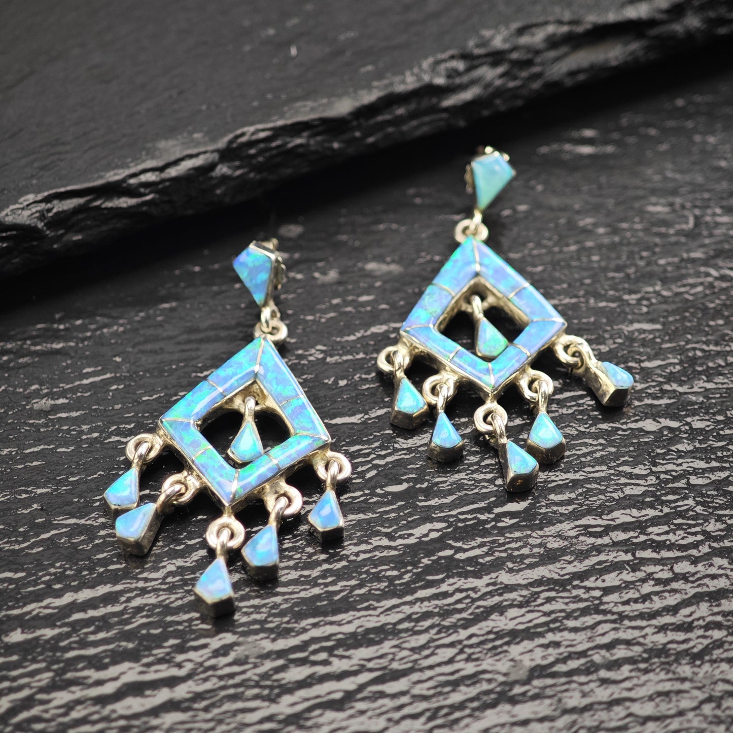 Blue Lab Opal Sterling Silver Stud Earrings ER3178