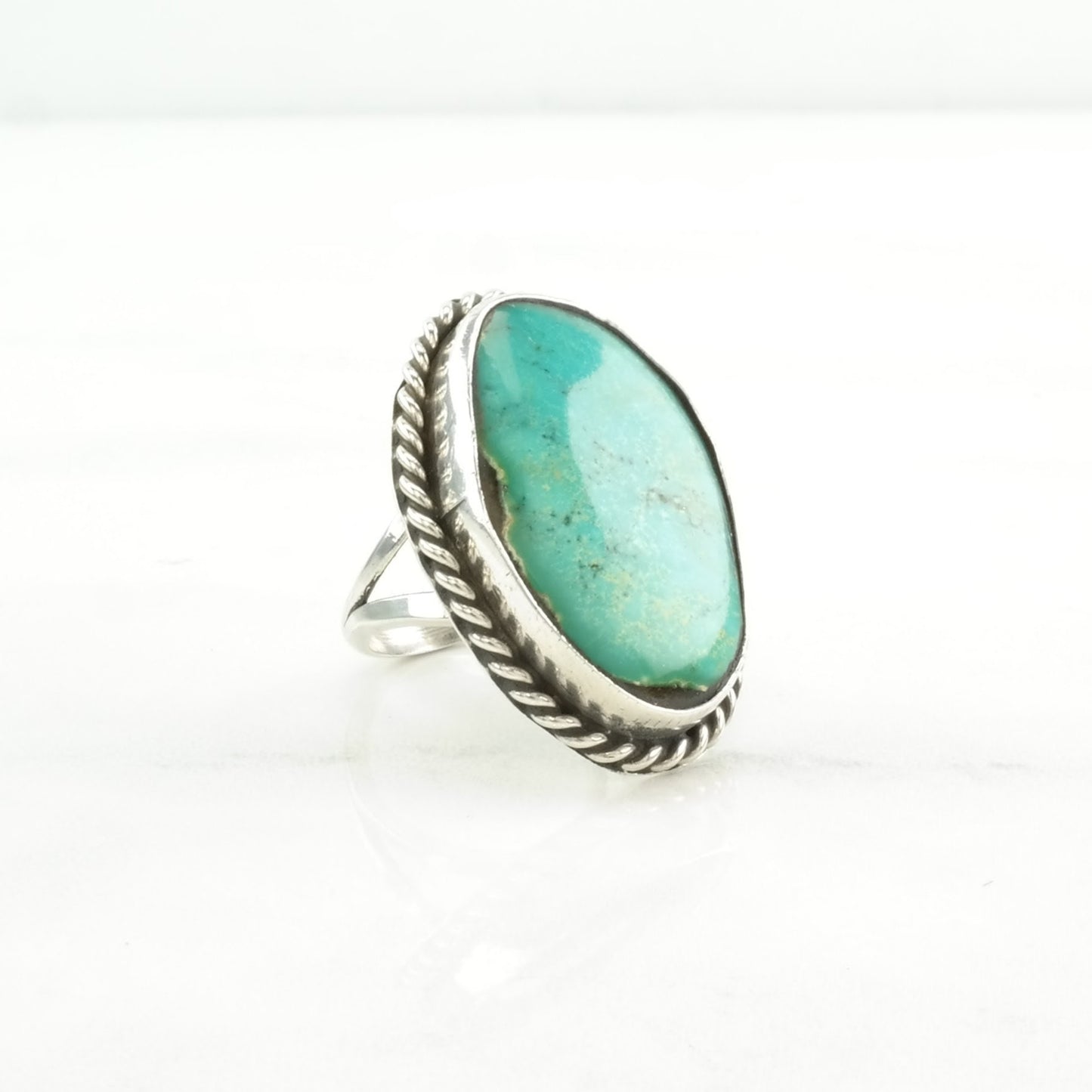 Southwest Silver Ring Turquoise Large Sterling Blue Size 5 1/4