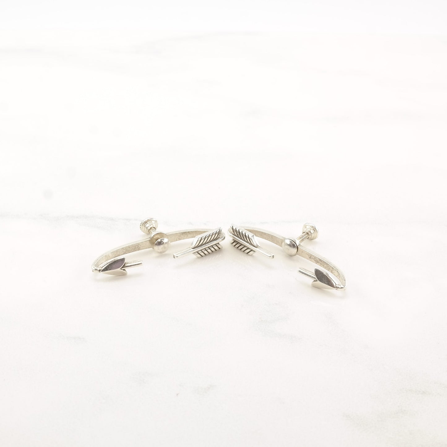 Sterling Silver No Pierce Arrow Earrings Screw back