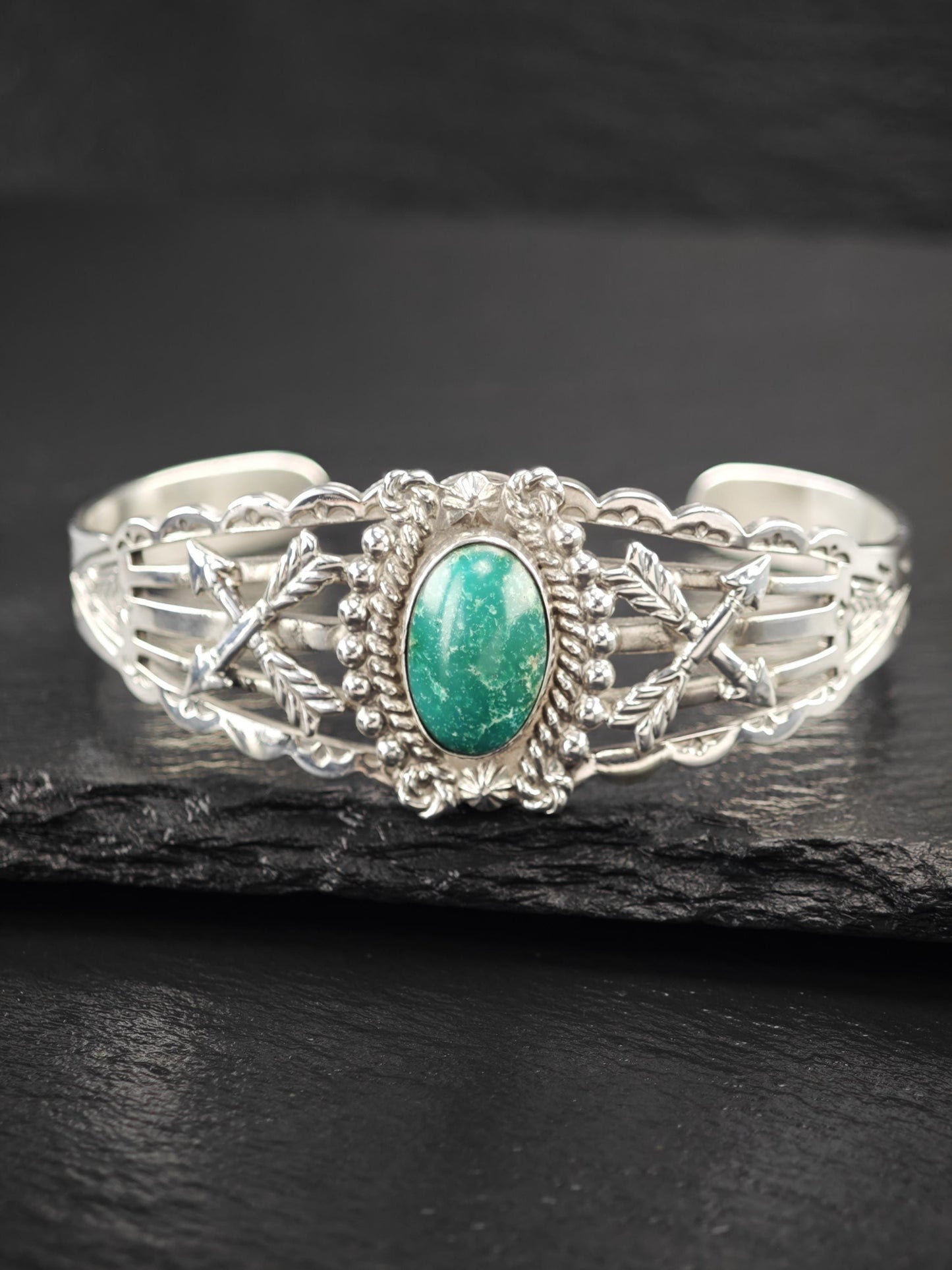 Fred Harvey Era, Native American, Turquoise Cuff Bracelet Sterling Silver
