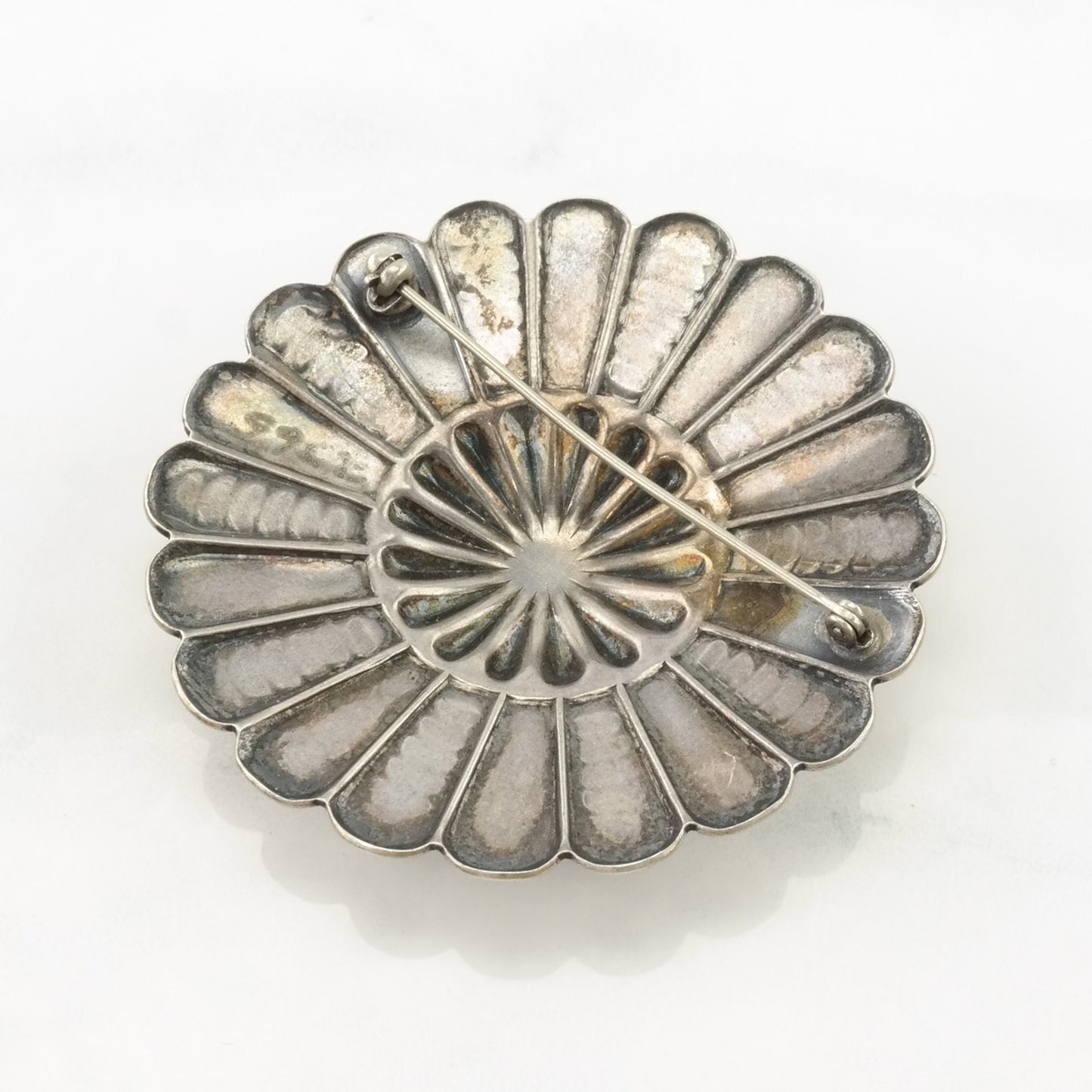 Vintage Southwest Sterling Silver Brooch Concho Sun, Large