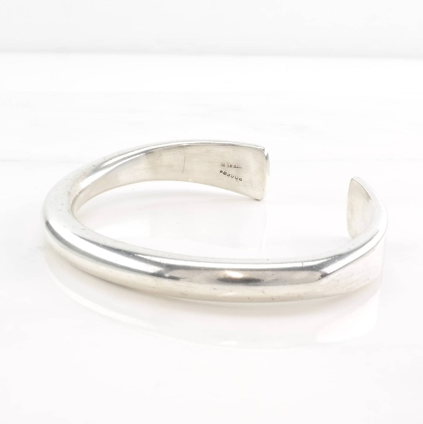 Vintage Sterling Silver Cuff Bracelet Circular Edge