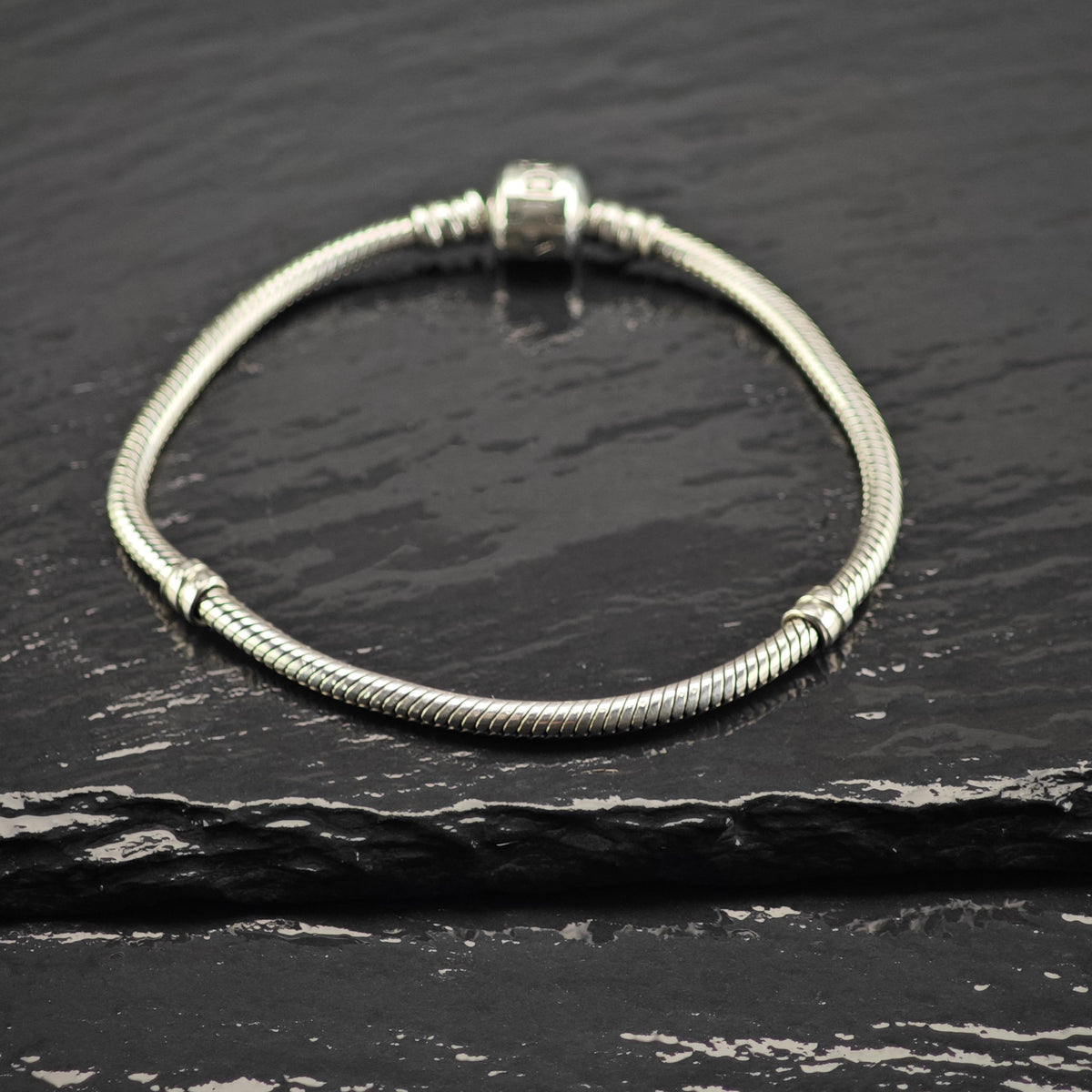 Vintage Pandora Sterling Silver Line Bracelet Sz 7" BR3182