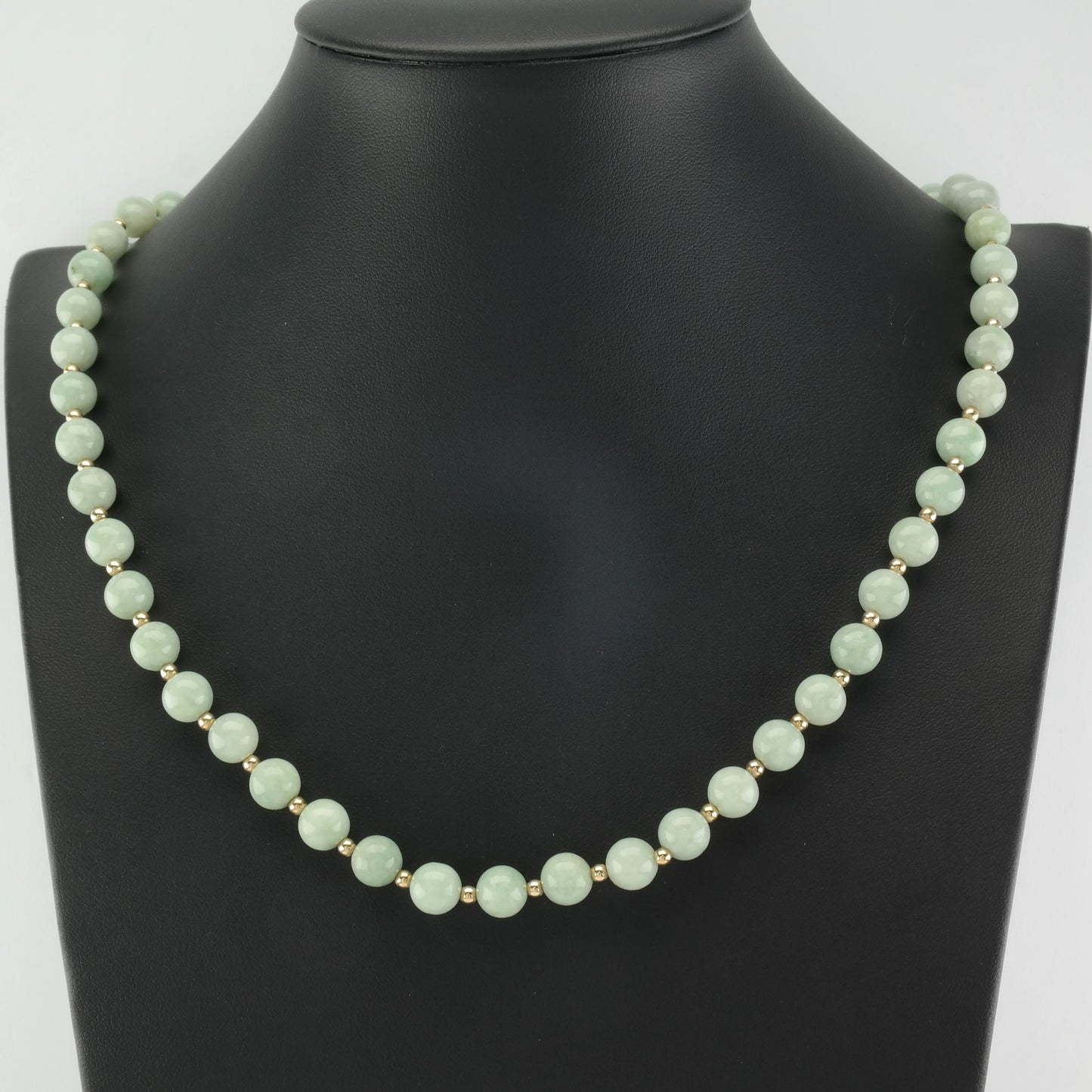 Vintage Jade 8mm Bead, 14K Gold Necklace