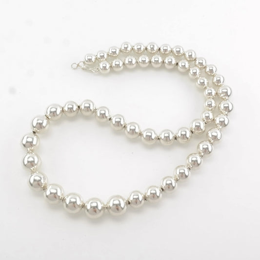 Southwest Sterling Silver 14 - 10mm Graduating Bead Necklace