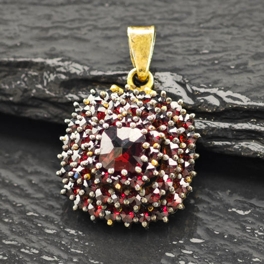 Squared Bohemian Red Garnet Pendant Sterling Silver