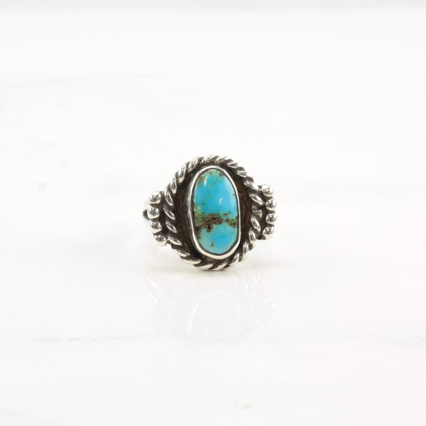 Native American Silver Ring Turquoise Sterling Size 6