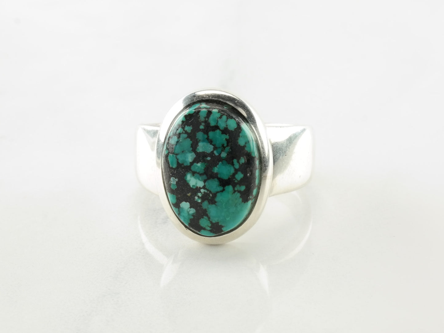 Vintage Southwest Ring Spiderweb Turquoise Sterling Silver Size 8 1/4