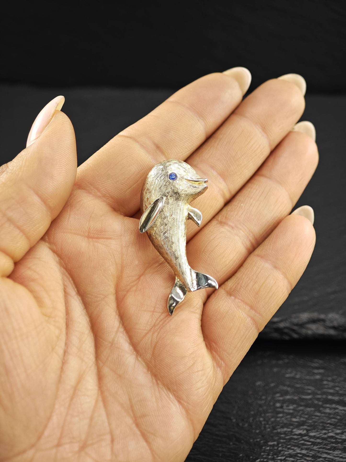 Creed Gold Dolphin Brooch Sterling Silver