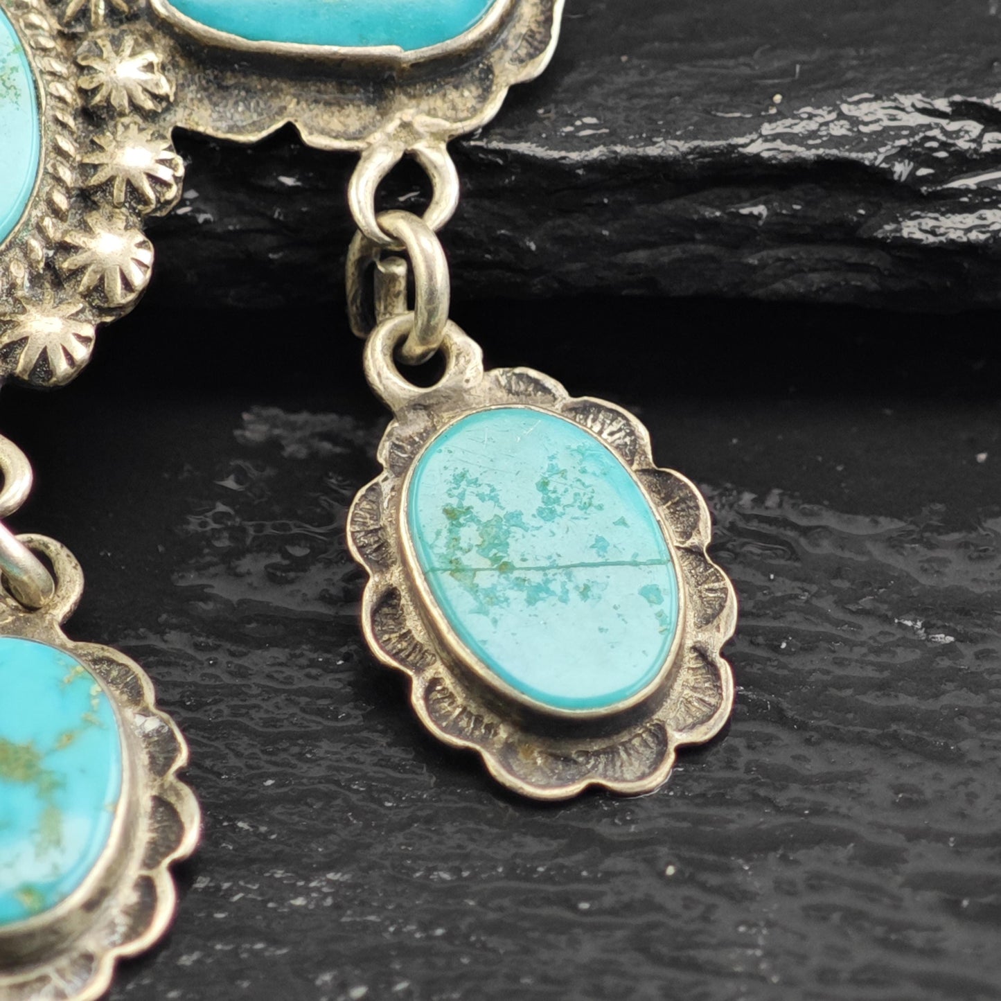 Historic, Native American Turquoise Sterling Silver Brooch
