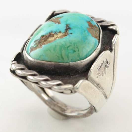 Vintage Historic, Native American Turquoise Sterling Silver Ring Size 5 3/4