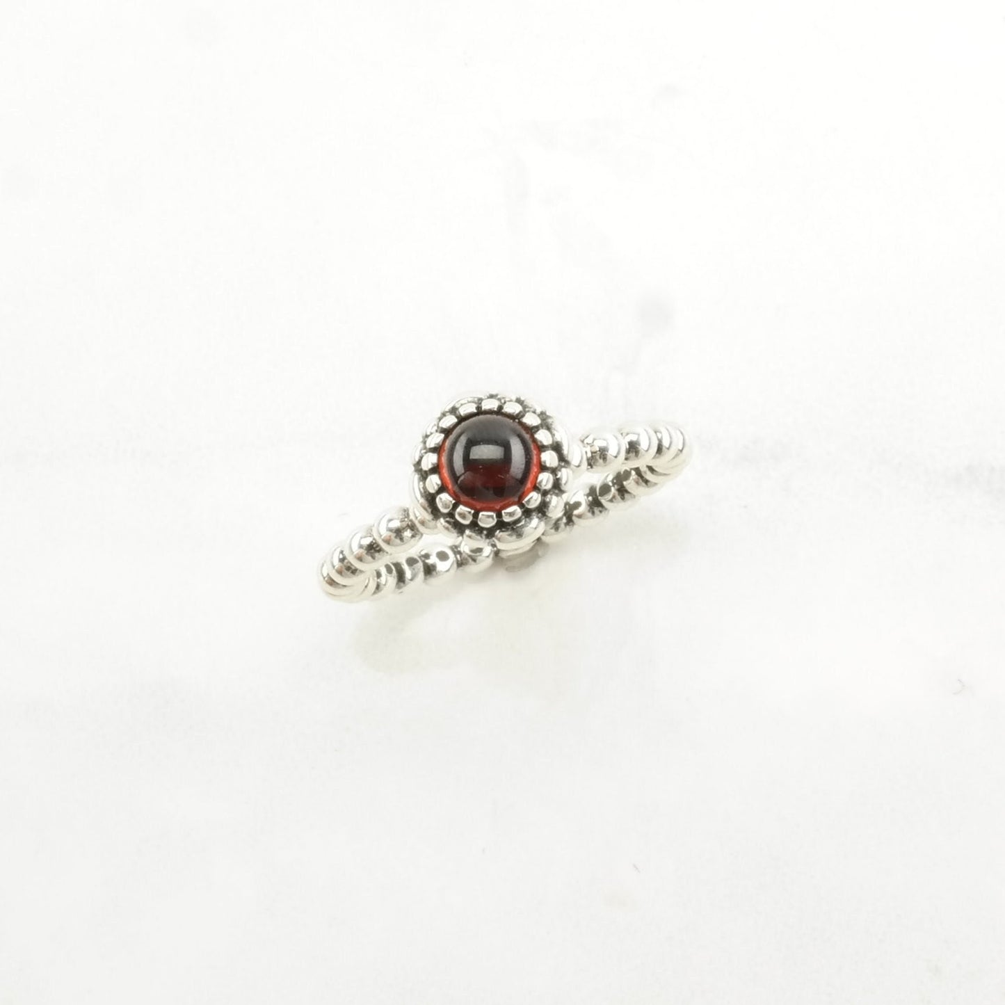 Pandora Silver Ring Garnet Stackable Sterling Red Size 5 1/4