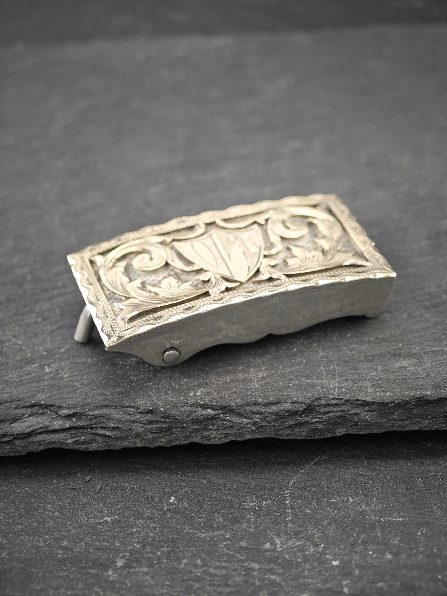 Vintage Alafina Mexico 10K, Belt Buckle Sterling Silver Initials VT