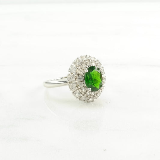 Sterling Silver Ring Chrome Diopside Spinel Green Size 8