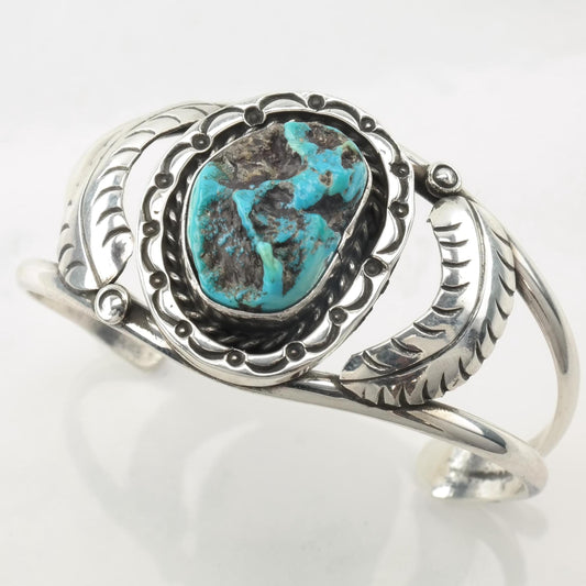 Southwest Turquoise Cuff Bracelet Sterling Silver