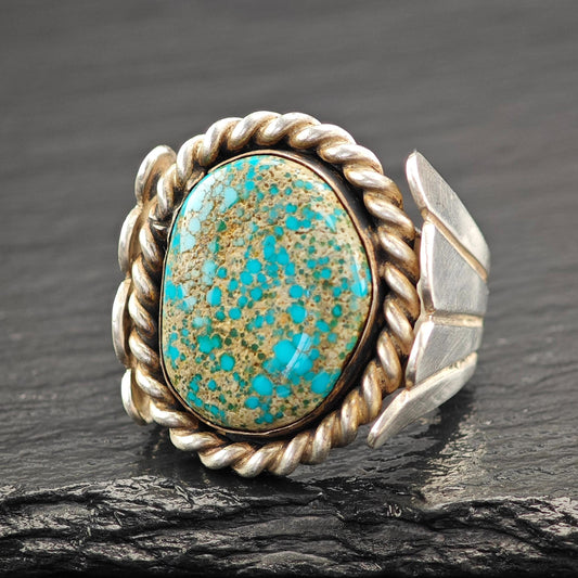 Lg Spiderweb Turquoise Ring Native Sterling Silver Jewelry R5793