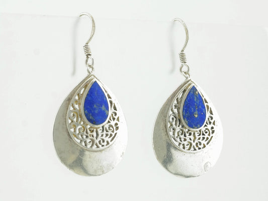 Sterling Silver Blue Lapis Filigree Earrings