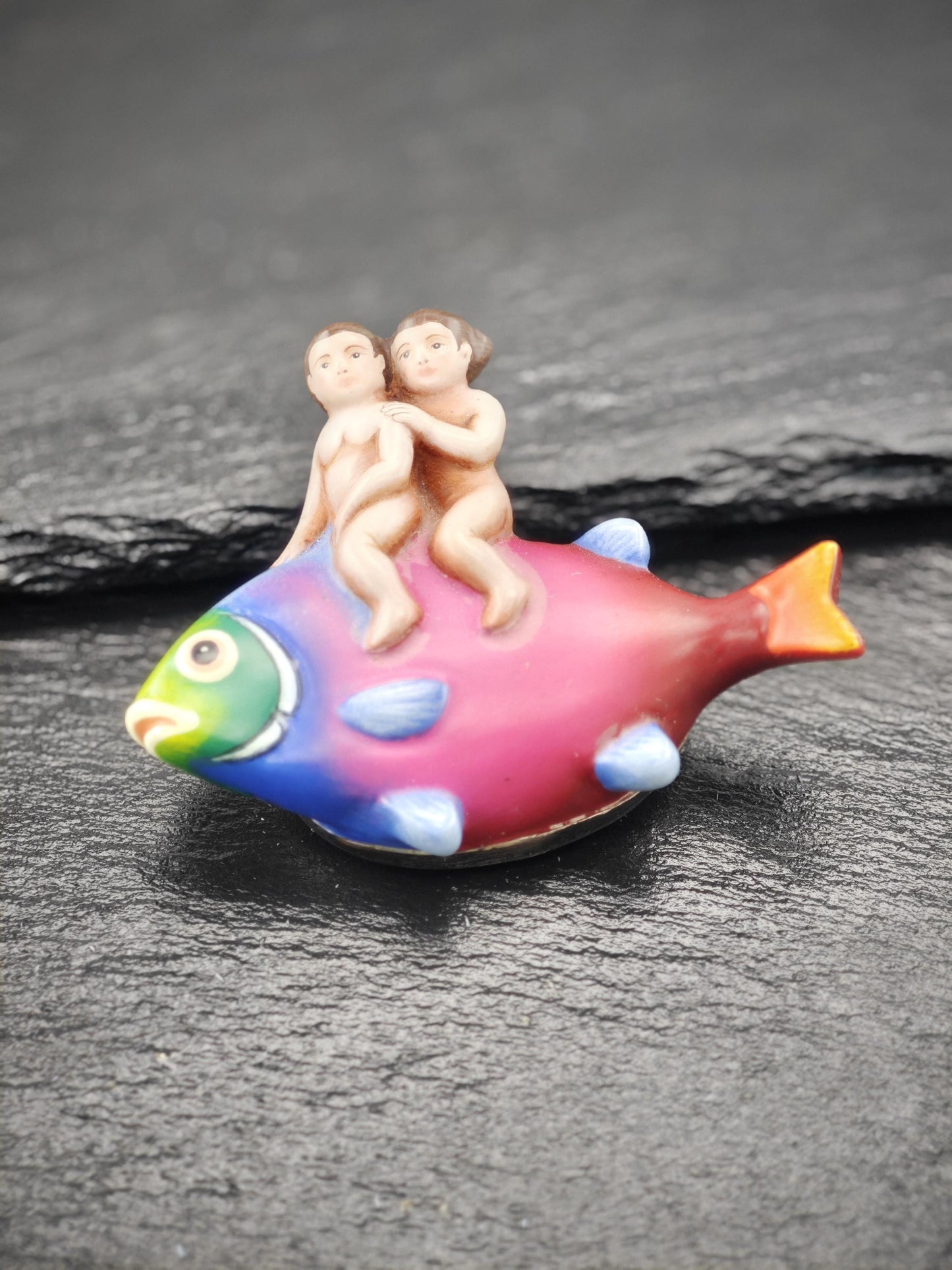 Sergio Bustamante Fantasy Fish, People Brooch/Pendant Sterling Silver
