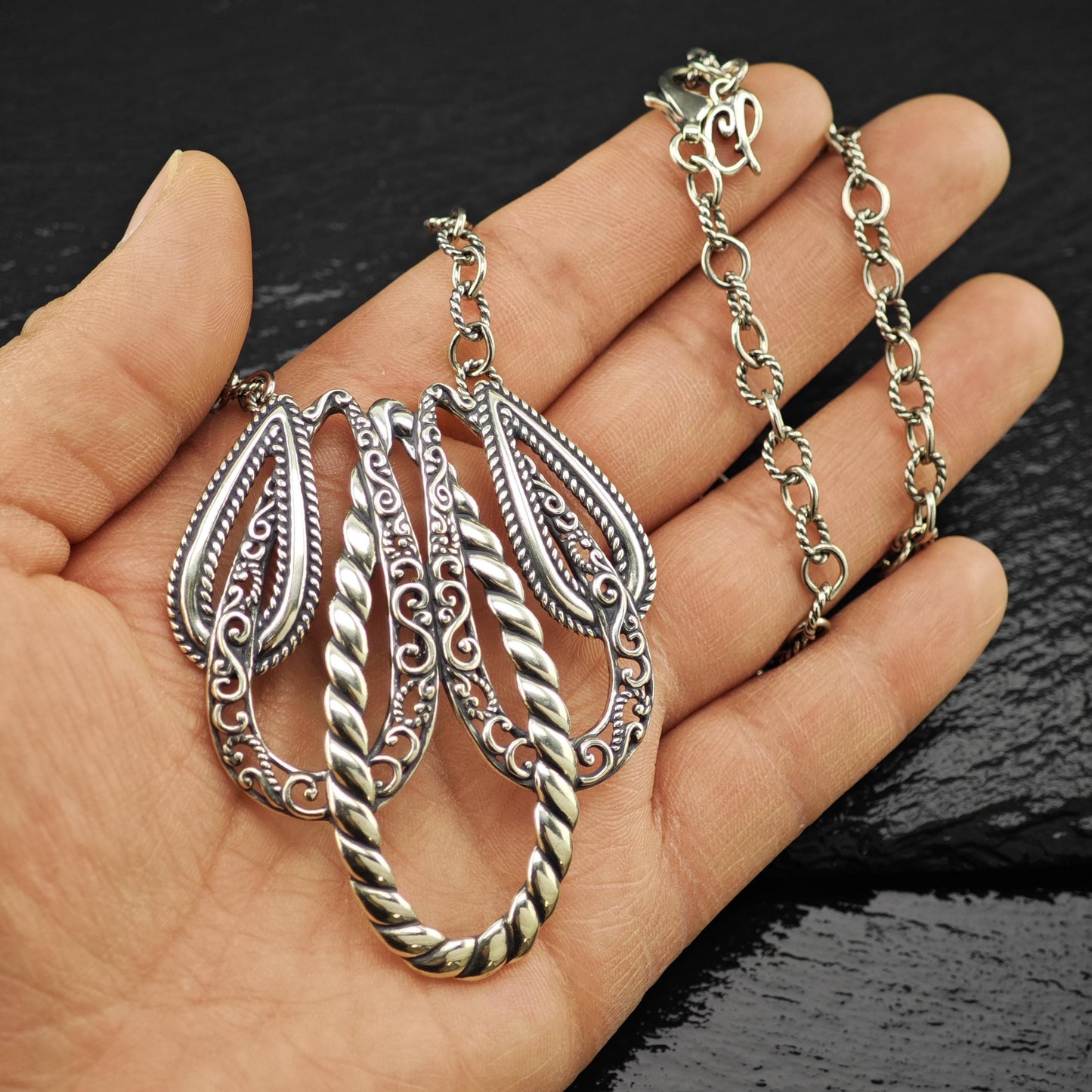 Vintage Carolyn Pollack Lasting Connections Necklace Sterling Silver Adjustable 19 1/2" N2660