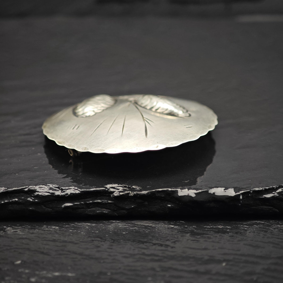 Hammered, Pinecone Stuart Nye Sterling Silver Brooch B2272