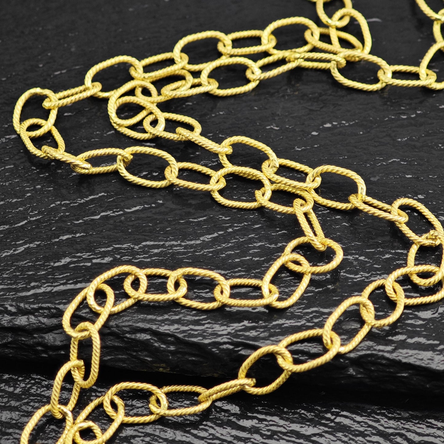 Gold Plated Twisted Oval Link Chain Sterling Silver Necklace N2753