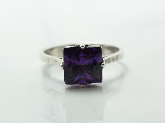 Sterling Silver Ring CZ Purple Size 6 3/4