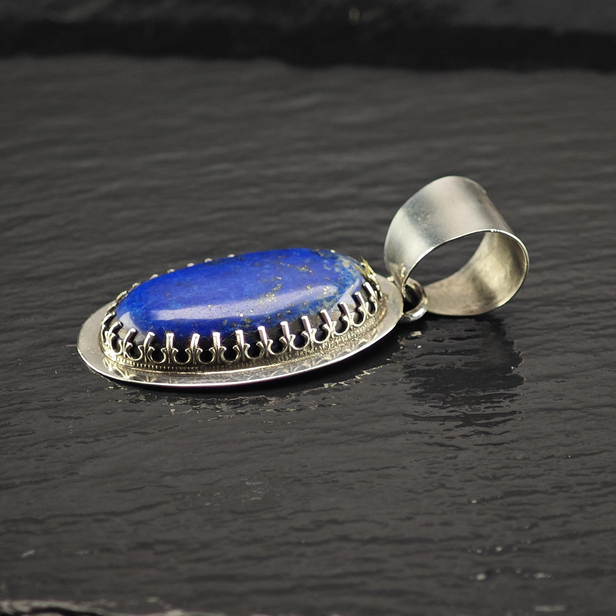 Artist Oval Lapis Sterling Silver Pendant P3160