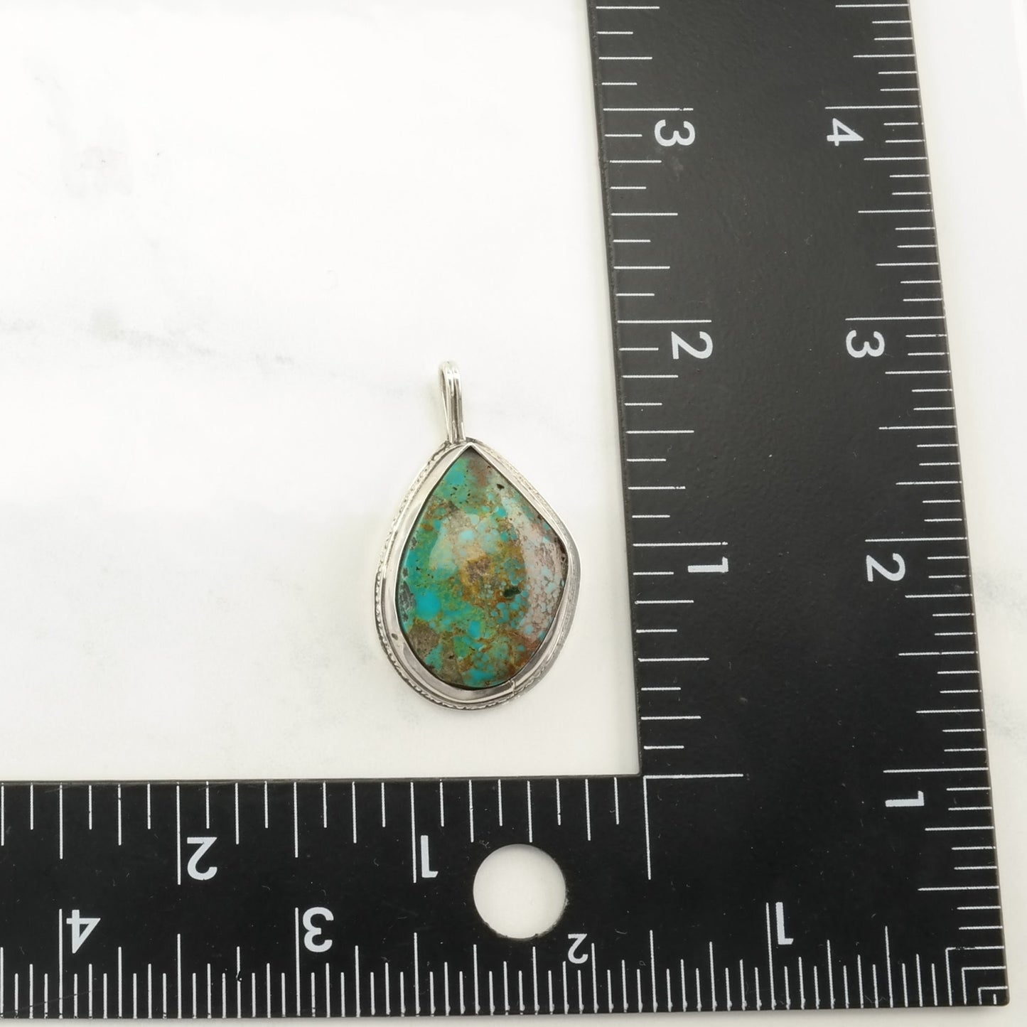 Vintage Southwest Turquoise Heavy Matrix Sterling Silver Pendant