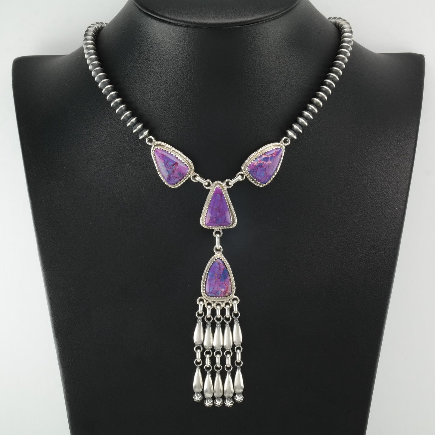 Running Bear Sterling Silver Beaded Necklace N2408