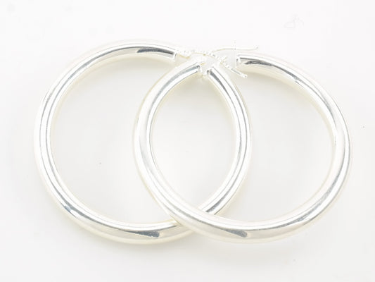 Sterling Silver 5mm Thick Earrings Hoop 1 7/8"