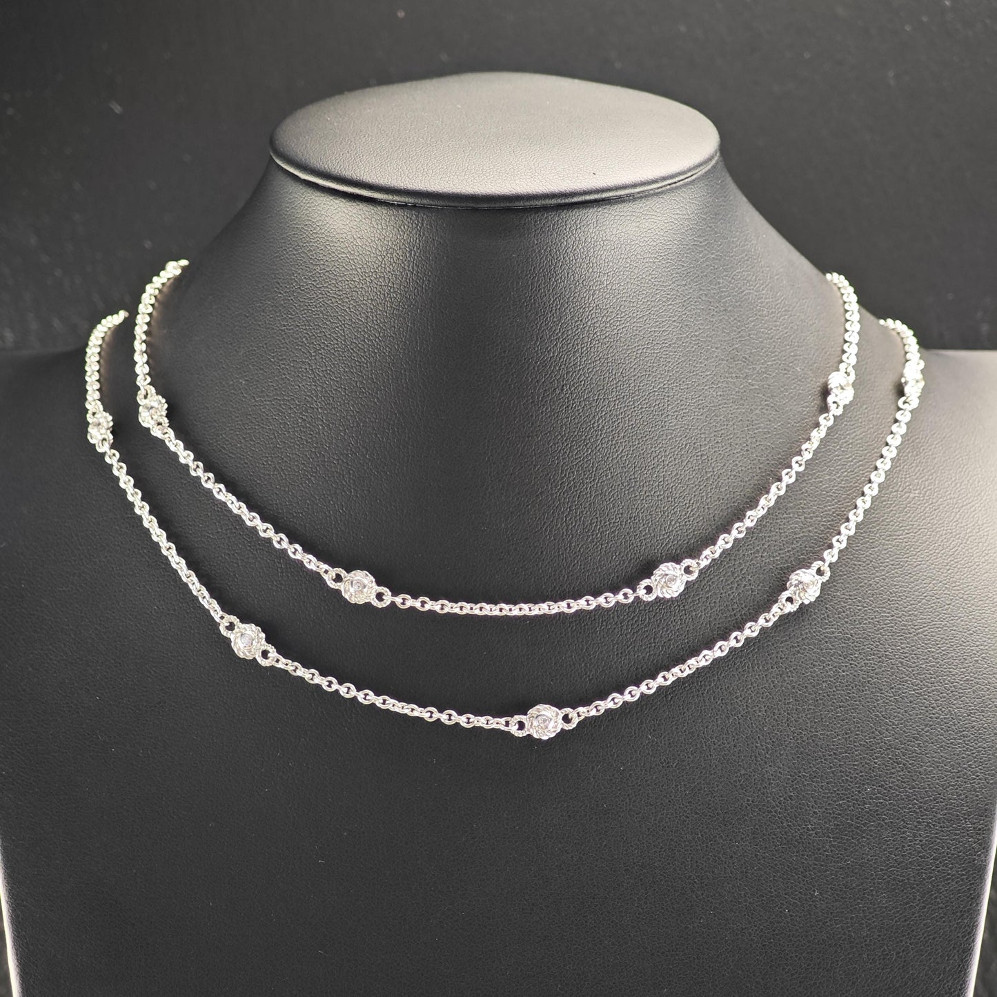 Vintage Judith Ripka DQCZ Wrap Necklace Sterling Silver N2739