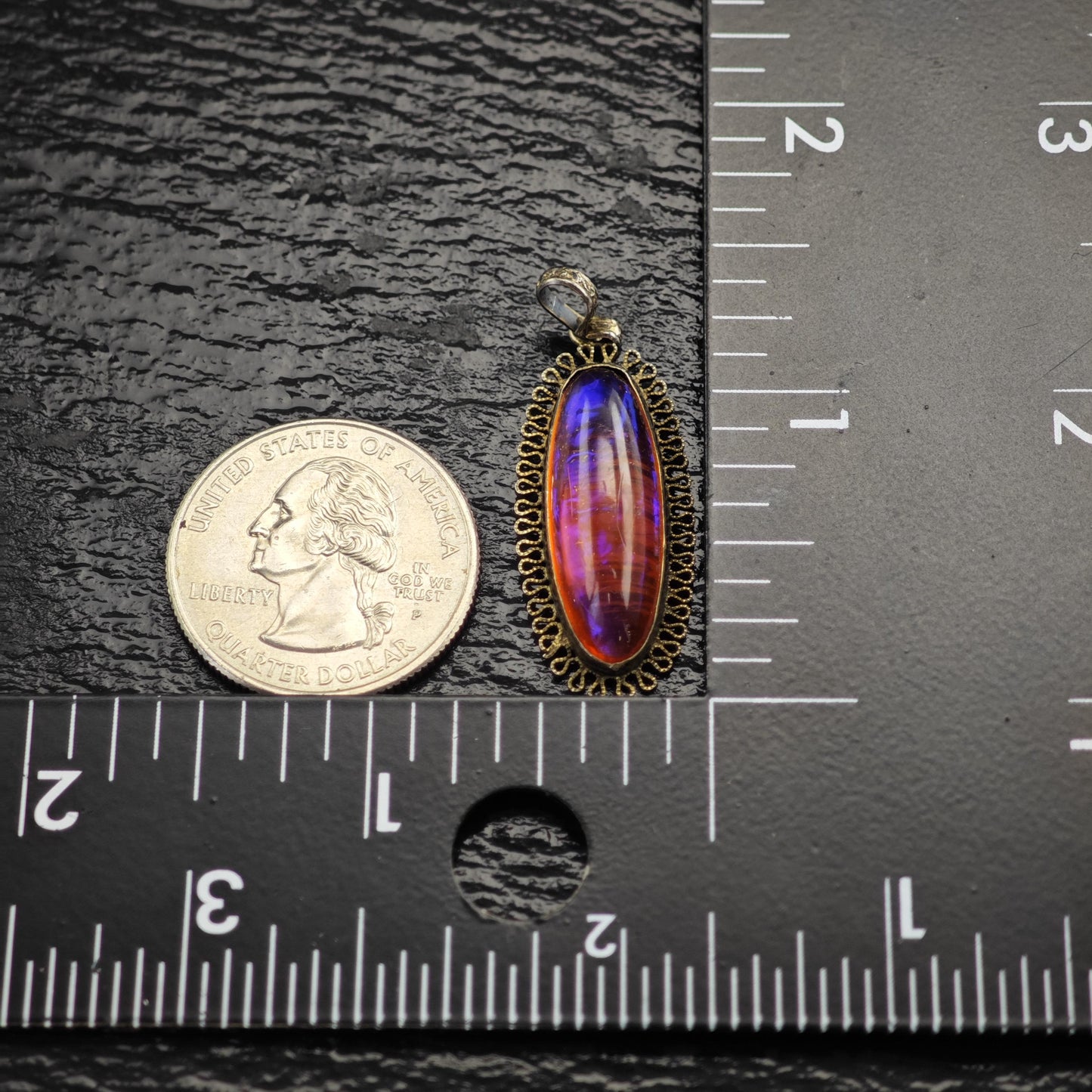 Dragon's Breath Opal Glass Pendant Sterling Silver P3049