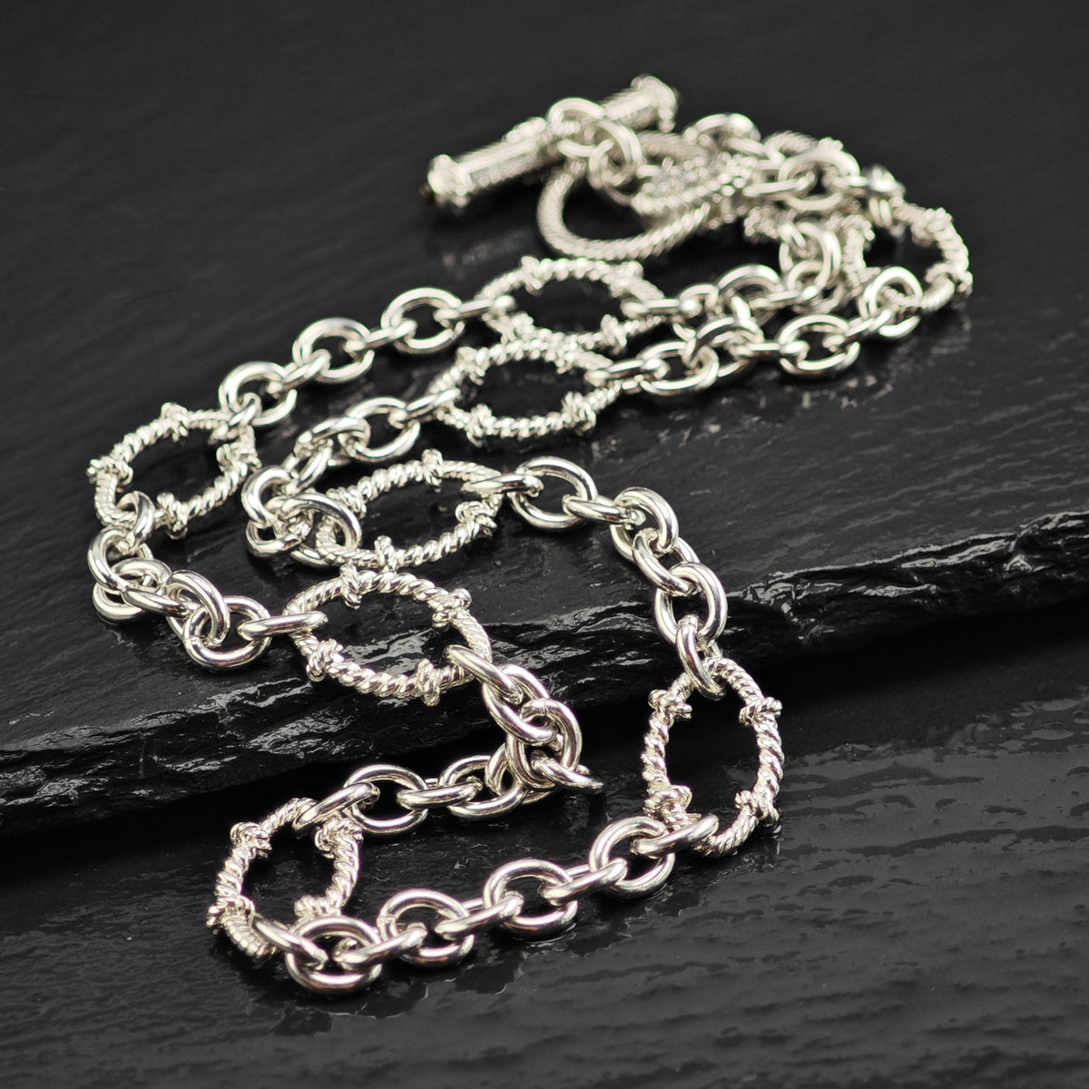 Vintage Judith Ripka CZ, Citrine Sterling Silver Link Chain Necklace N2803