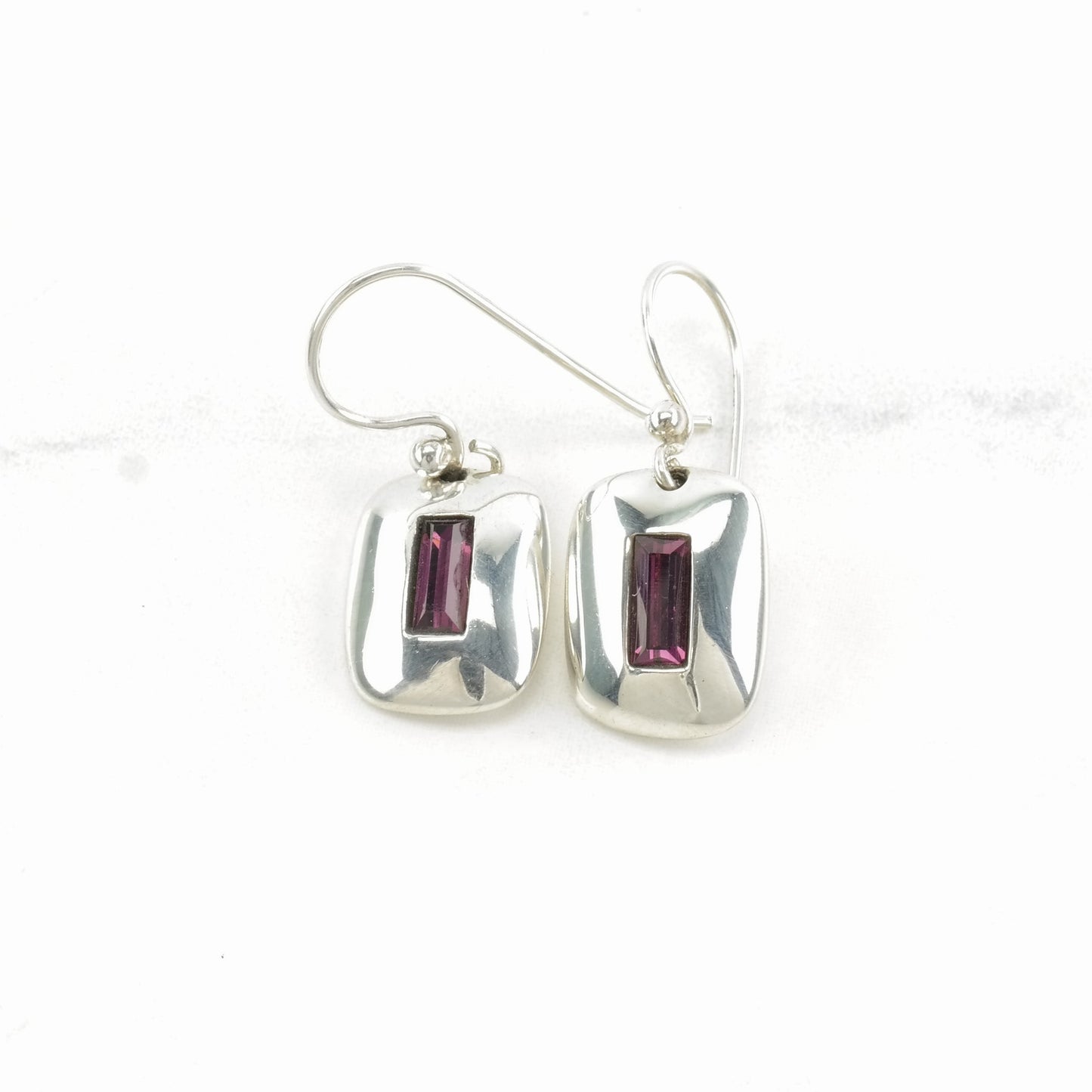 Sterling Silver Purple Garnet Earrings Fish hook