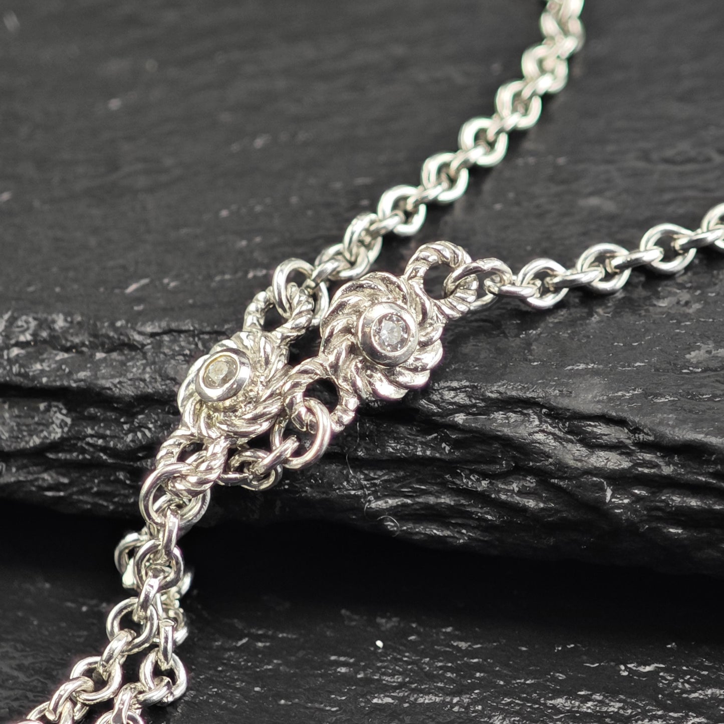 Vintage Judith Ripka DQCZ Wrap Necklace Sterling Silver N2739