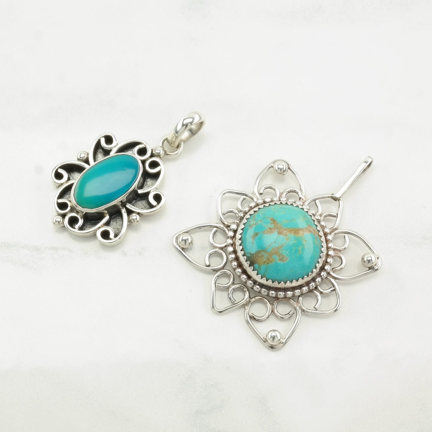 Vintage Charoite, Turquoise Sterling Silver Pendant
