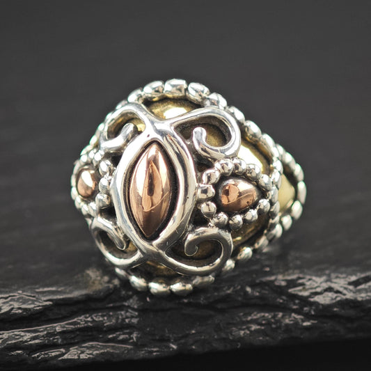 Carolyn Pollack Brass Copper Dome Ring Sterling Silver